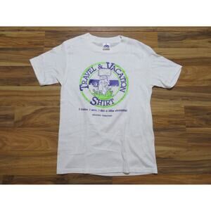 Travel and Vacation T-shirt I came I saw I shopped White Sz M 1990s